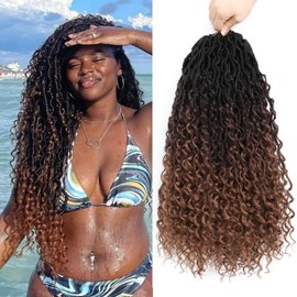 Alicoco Goddess Locs Crochet Hair 20 Inch 8 Packs Faux Locs Crochet Hair For Women Boho Soft Locs Pre-looped River Crochet Locs With Curly Ends (20 Inch (Pack of 8), 1B/4/30)