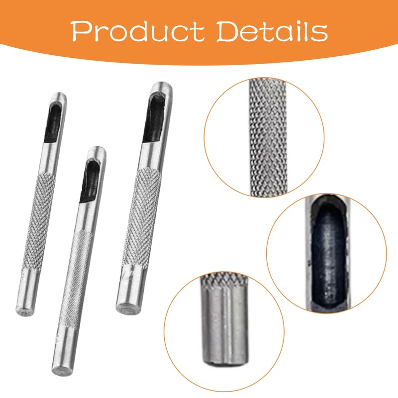 6 Pieces Leather Hole Punch,Leather Punch,3mm to 8mm Round Hollow