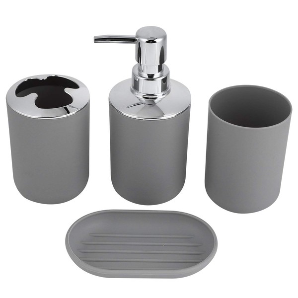 Plastic 4Pcs Bathroom Kit Accessory Set with Dish, Storage Cup,