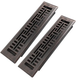 Howeall 2x10 Inches 2 Pack Heavy Duty Walkable Floor Register Easy Adjust Air Supply Lever Floor Vents - Seattle Design - Vent Cover for Home Floor - Oil Rubbed Bronze