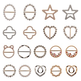 18 Pcs Shirt Ties Clips for Women, Scarf Ring for Women Clothing, Scarf Shirt Clips to Tighten, Scarf Ring Clip Tightener for Loose Clothes Corner Knotted Button Fashion Metal Round Circle Shirt Clip Buckle