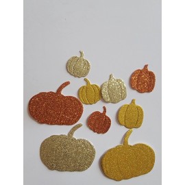 Unbranded 9 Assorted Pumpkins Glittered Cardstock die cuts For scrapbook & cards