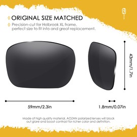 AOZAN ANSI Z87.1 Polarized Replacement Lenses For Oakley Holbrook XL OO9417 Sunglasses - Onyx Black