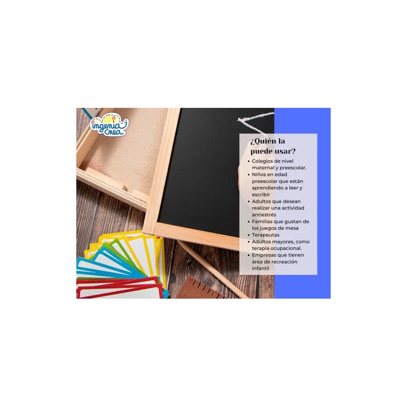Bandeja Didáctica Montessori Ingeniacrea+cartas+pizarr Doble Color Letra cursiva