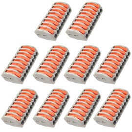 Pack of 10 Cable Connectors with Lever, 8-Pin Lustre Terminals, 250V/32A Connection Terminals, Electrical Cable Clamps for Safe Power Connections