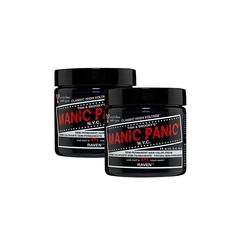 Manic Panic Semi-Permanent Hair Color Cream - Raven 4oz"Pack of
