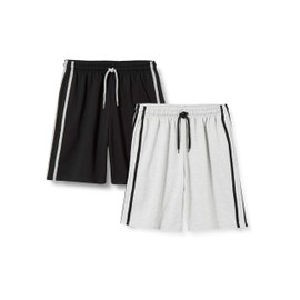 FM London Men's 2-Pack Loungewear Shorts, Black/Grey, M, black/grey