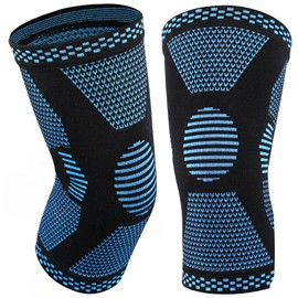 MILAIUN Knee Support Pack of 2, Elastic Knee Support for Women Men, Compression and Ligament Bandage Knee for Sports, Osteoarthritis, Meniscus Tear, Strength Training (Blue-L)