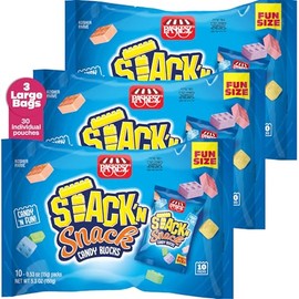 DOUzzle Graduation Treats - Stack 'n Snack Candy Blocks, Edible Building Bricks Blox (10 Count, Pack of 3) Individually Wrapped, Party Favor, Goodie Bag & Pinata Filler - Kosher Parve