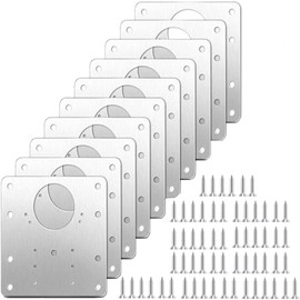 10 PCS Cabinet Hinges Repair Plates, Stainless Steel Kitchen Cabinet Door Hinge t Fixing Screws Kit Cupboard Door with Holes for Furniture Cabinet Drawer Cabinet