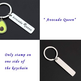 CENWA Avocado Gift Vegan Jewelry Avocado Queen Keychain Gift for Avocado Lovers Vegetarian Jewelry Friendship Keychain (Avocado Queen K)