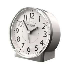 Widdop & Bingham Weißer Wecker mit lautlosem Sweep, kein Ticken, Schlummerfunktion, automatische Abschaltung und Licht