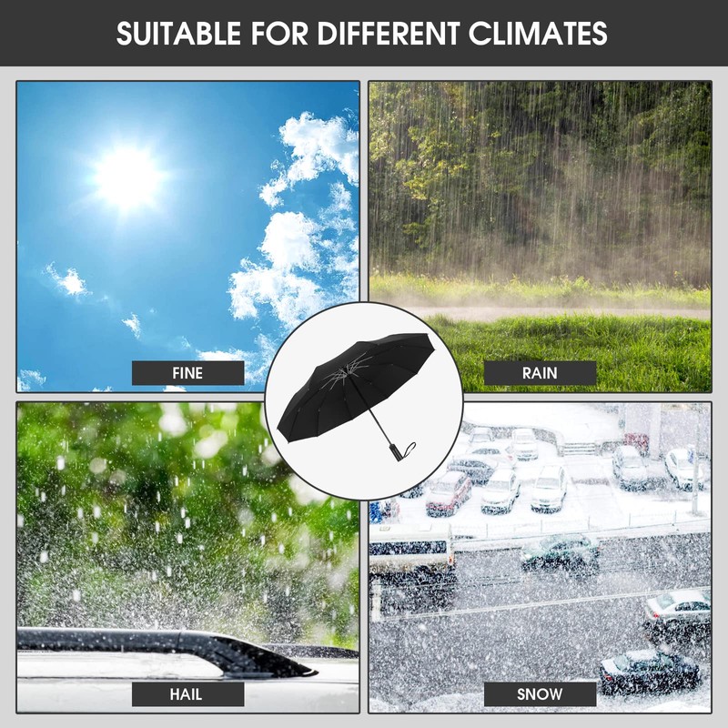 Lost Deer Compact Folding Windproof Umbrella, Red with Automatic Folding