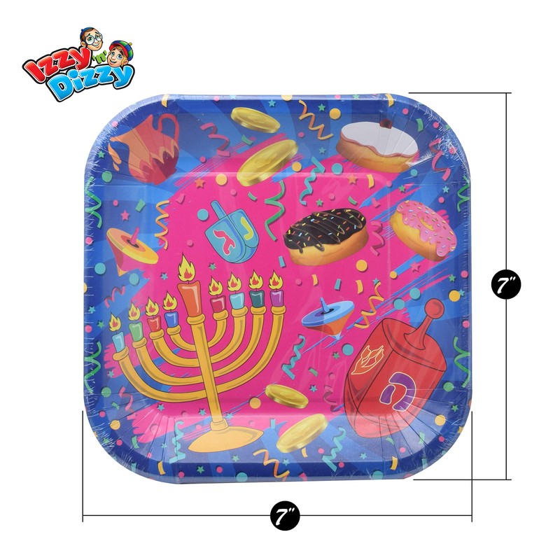 Izzy 'n' Dizzy Hanukkah Plates - Chanukah Paper Goods -