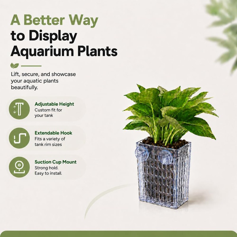 4 Pack - Aquarium Plant Holder, Adjustable Clear Aquaponic Planter