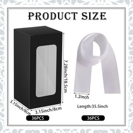 Fulmoon 36 Sets Gift Boxes with Ribbon, Thank You Tumbler Sublimation Glass Exhibition Boxes, Gift Box for 12 16 18oz Valentines New Year Holiday Drinking Glasses Cup(Black, Exhibition Style)