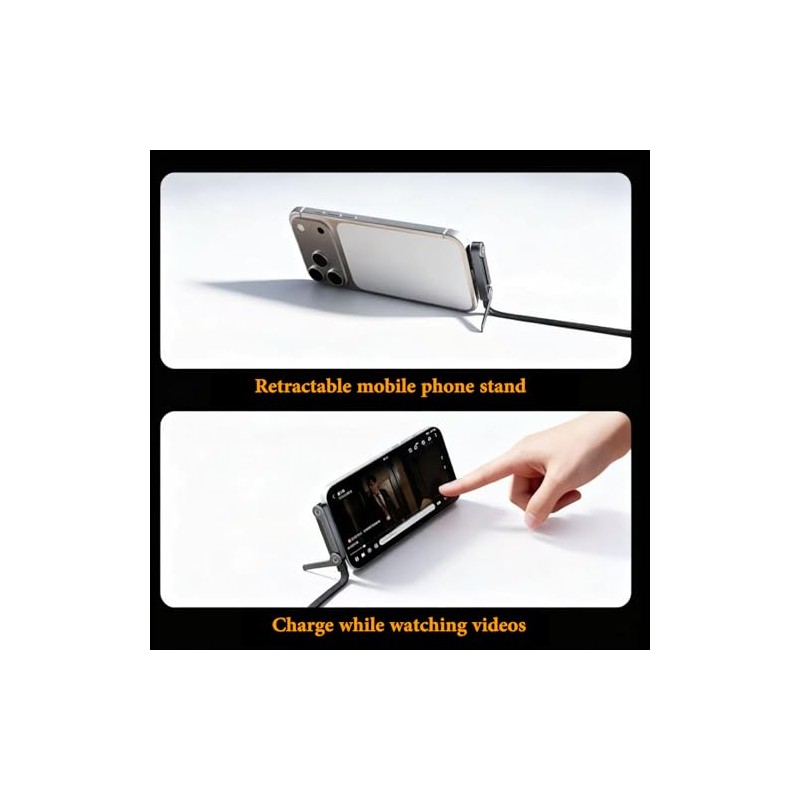 Cable de carga USB C 2 en 1 con soporte