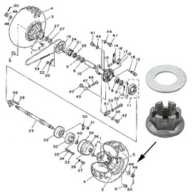 Motoparty Rear Axle Hub Castle Nut Washer For Yamaha ATV Banshee 350cc Blaster 200cc Warrior 350 Raptor 350 660 YFZ 450 Breeze MOTO-4 Grizzly 125 Rear Axle Castle Nut,Replacement for 90171-14037-00