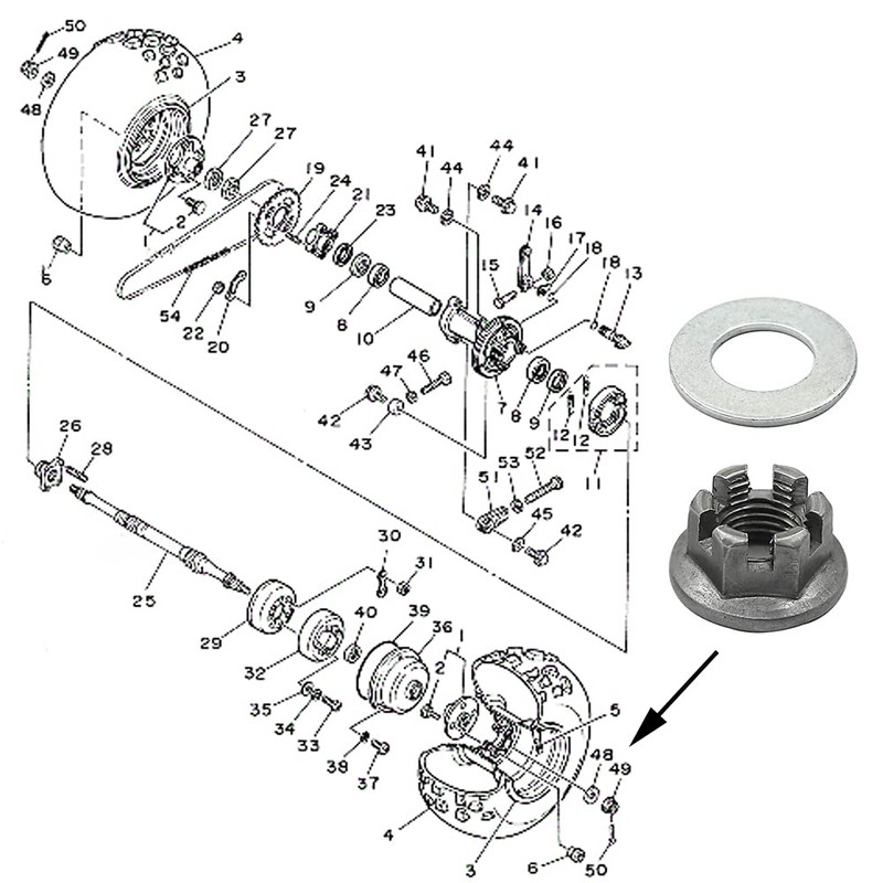 Motoparty Rear Axle Hub Castle Nut Washer For Yamaha ATV