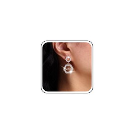 Atentuyi Hollow Hexagonal Hoop Earrings Gold Rhinestone Square CZ Stud Earrings Punk Unique Rectangle Huggie Earrings Frame Crystal Geometric Drop Earrings Jewellery for Women and Girls, Crystal