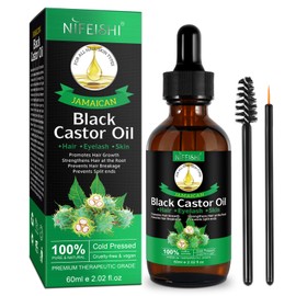 NIFEISHI Jamaican Black Castor Oil for Hair Growth, 100% Pure Natural Castor Oil Organic Cold Pressed Unrefined, Skin & Scalp Moisturizing 60ml