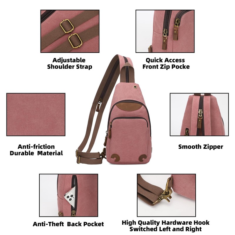 KL928 Canvas Sling Bag Crossbody Backpack Shoulder Casual Rucksack for