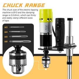 M3-M6 Electric Tapping Machine Vertical Tapping Tool with Bench Vice & 4 Taps Adjustable Tapper for Metal Wood Plastic 110V 100-200r/min
