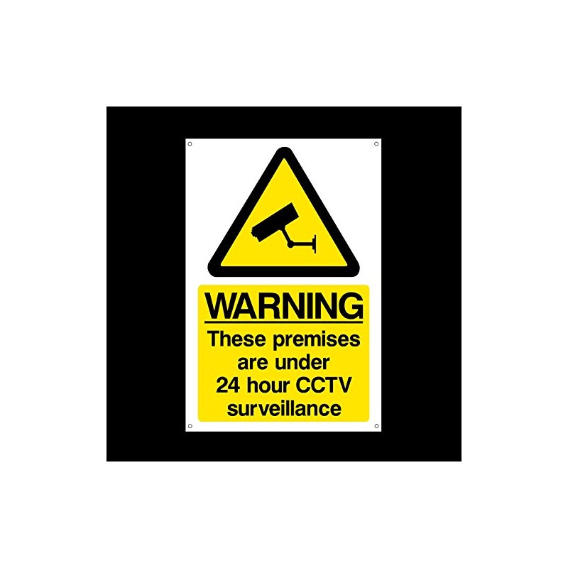 CCTV 24hr Surveillance Plastic Sign with 4 Pre-Drilled Holes -
