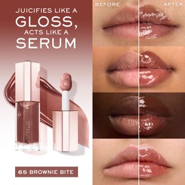 Lancôme Lip Idôle JuicyTreat Oil-in-Gloss -24HR Hydrating Gloss with Squalane for Instant Shine - 65 Brownie Bite