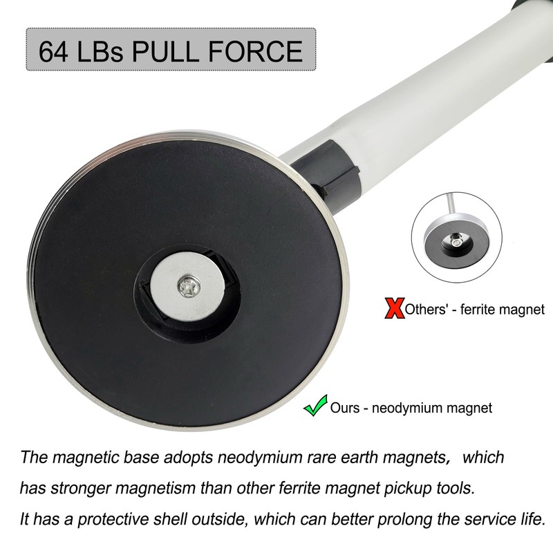 Telescoping Magnetic Sweeper Pickup Tool, Retractable 27" to 43" with