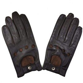ZLUXURQ Mens Smart Soft And Thin Excellent Quality Italian Lambskin Touch Screen Brown Leather Driving Gloves For Men