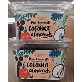 Choceur Dark Chocolate Covered Coconut Almonds 10oz 283g (2 Tubs)
