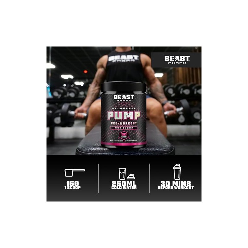 Beast Pump Non Stim Pre Workout Powder, 8000mg L Citrulline