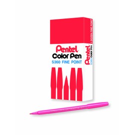 Pentel Pentel Arts Color Pen, Pink, Box of 12 (S360-109)