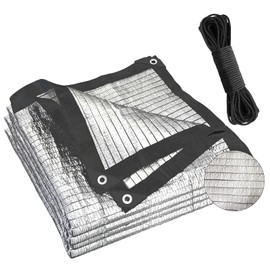 Dellna 10x10Ft Silver Reflective 80% Aluminet Shade Cloth with Grommets - for Cars,Boats,Kennel,Protective Cover,Outdoor. Durable Reflective Heat tarp