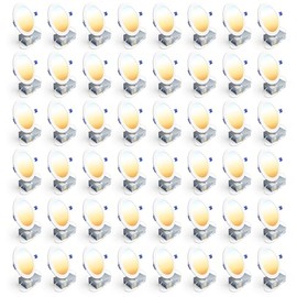 Ensenior paquete de 48 luces LED empotrables de 6 pulgadas, atenuables, 2700K-5000K 5CCT, 1200LM de alto brillo, 12W 120V, clasificación de humedad, lámpara de techo ultrafina sin carcasa, tipo oblea