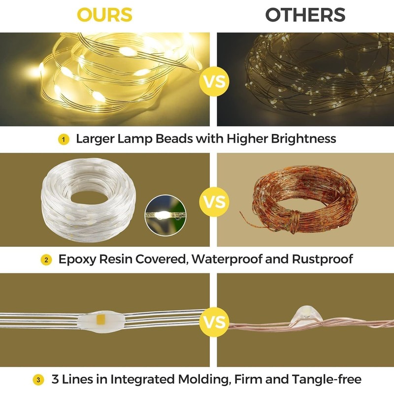 Qillnyy 220 LEDs String Lights Outdoor Indoor 25M 8 Modes