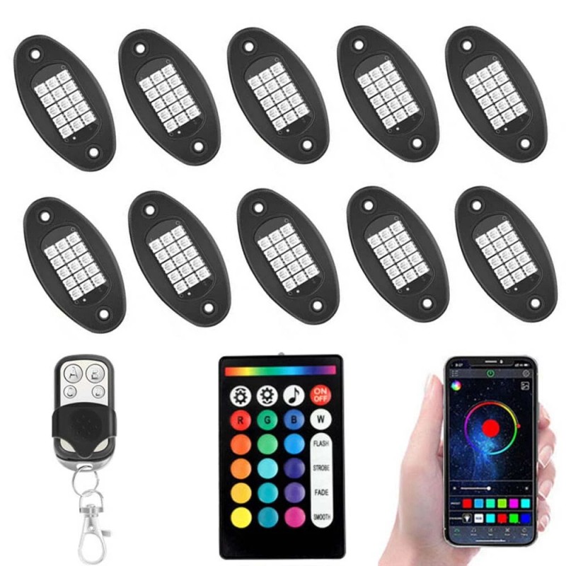 KEEPDSGN 10 Pods RGB LED Rock Lights Kit Underbody Neon