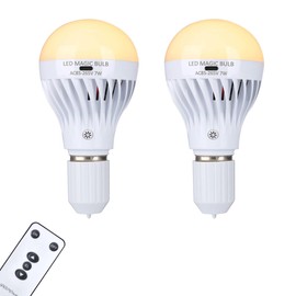 BSOD Upgrade Rechargeable Light Bulbs with Remote, E26 Led Warm Lightbulbs USB Battery Bulbs Emergency Dimmable Ebulbs for Power Outage, Lamp, Home... (USB Warm 2 Pack)