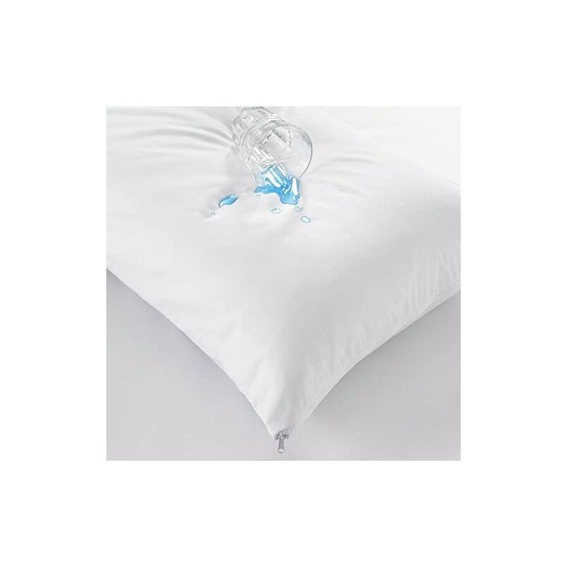 LUXURY 100% COTTON ANTIBACTERIAL WATERPROOF ZIPPER PAIR PILLOW PROTECTORS (Square