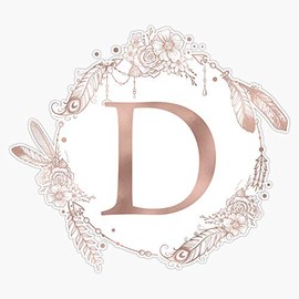 Letter D Rose Gold Pink Initial Monogram Vinyl Waterproof Sticker Decal Car Laptop Wall Window Bumper Sticker 5"