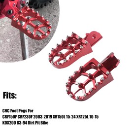 GWH Motorcycle CNC Aluminum Foot Pegs Foot Pedals Rests Footpegs For CRF150F CRF230F CRF 230 F 03-19 CRF250F 19-24 XR150L 15-24 XR125L 10-15 KDX200 83-94 Dirt Pit Bike (Red)