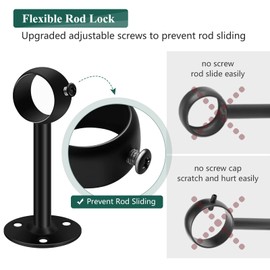 Ceiling Mount Curtain Rod Bracket, Ceiling Curtain Rod Holder 1 1/4 Inch Curtain Rod Brackets Black Curtain Rod Support Hook, Heavy Duty Curtain Rod Hangers 4 Pack