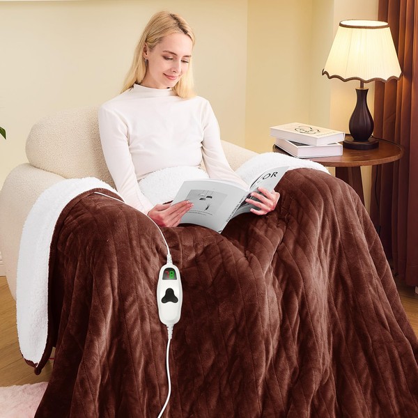 greenoak Heated Blanket Electric Twin 62"X84", Heating Blankets with 10