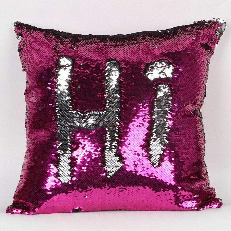 Mr Gadget Solution® Hot Pink Silver 16'' Magic Mermaid Pillow