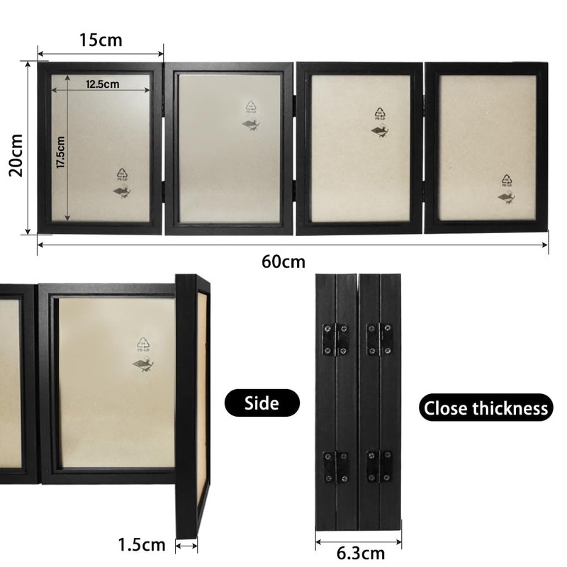 4 Picture Frames Collage 12.5 x 17.5 cm Folding Black