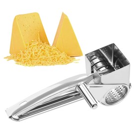 Cheese Grater, Stainless Steel Rotary Cheese Graters Shredder Handheld, Kitchen Grater for Cheese Ginger Vegetables