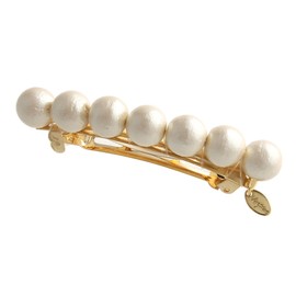 VingTAINE H-590 Cotton Pearl Barrette, Medium, Simple, Office, Hair Accessory