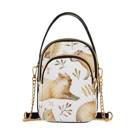 Yasala Cell Phone Purse Capybara Cute Leaves Crossbody Handbag Durable Shoulder Bag Sturdy Travel Pouch Compact Chic Bag for Women Everyday Use New Year Gift