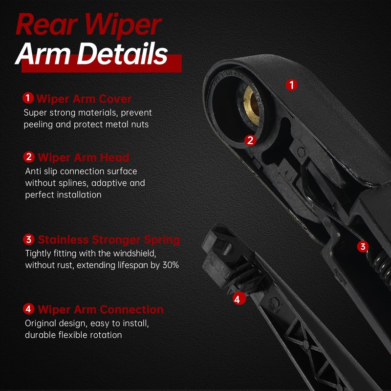 OTUAYAUTO Rear Windshield Wiper Arm Blade Set - Replacement for